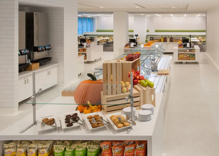 Food service café at Constitution Center DC — two-level, seating 400